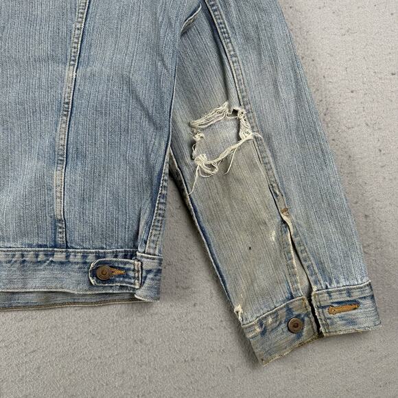 Vintage Levi’s Trucker Jacket XL Blue Denim Distressed Negative Space 70515-0518 - Picture 14 of 16